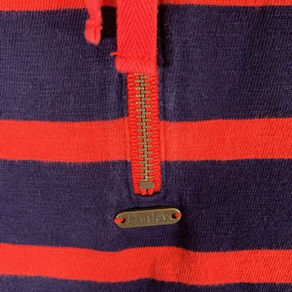 Hatley Knee Length Dress Large Blue Red Striped Round Meck Short Sleeve - Picture 10 of 10